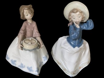 Lot Of 2 NAO From Lladro 1980's-90's Young Girls Figurines 7'