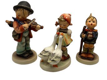 Vintage Goebel Hummel Figurines (Little Fiddler, Goose Girl, Little Hiker) Set/3