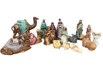 Stunning Vintage Hand-painted Ceramic Large Nativity Scene