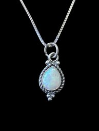 Vintage Italian Sterling Silver Opal Necklace