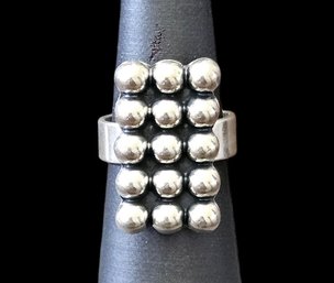 Beautiful Mexican Sterling Silver Multi Ball Ring, Size 8