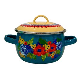 The Pioneer Woman Dazzling Dahlias One Quart Mini Enamel Steel Dutch Oven