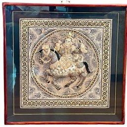 Vintage 3D Kalaga Embroidery Burmese ?framed Wall Decor.