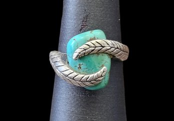 Vintage Sterling Silver Artisan Turquoise Ring, Size 6