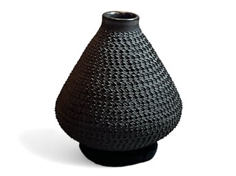 Amado Hedez Mata Ortiz Black Corrugated Pottery