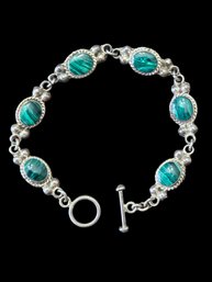 Vintage Mexican Sterling Silver Malachite Bracelet