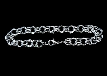 Vintage Sterling Silver Circle Link Charm Bracelet