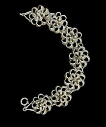 Old Vintage Sterling Silver Intricate 3D Floral Bracelet