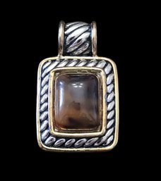 Beautiful Vintage Sterling Silver With Vermeil Brown Pendant