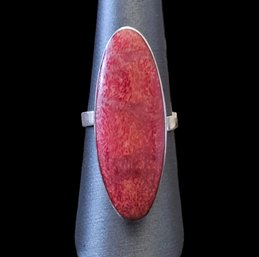 Beautiful Vintage Polished Red Stone Adjustable Ring, Size 8