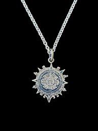 Vintage Mexican Sterling Silver Aztec Pendant On JAMES AVERY Sterling Silver Necklace