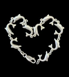 Vintage Sterling Silver Dolphins Bracelet