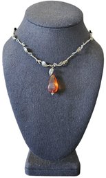 Beautiful Vintage Sterling Silver Amber Vine Necklace