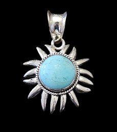 Vintage Sterling Silver Southwestern Turquoise Sun Pendant