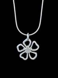 Vintage Sterling Silver TIFFANY AND CO Floral Pendant On Italian Sterling Silver Rope Necklace