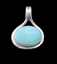 Vintage Taxco Mexican Sterling Silver Turquoise Pendant