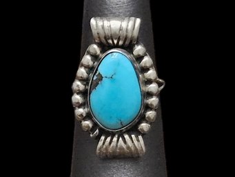 Vintage Native American Sterling Silver Turquoise Ring, Size 5