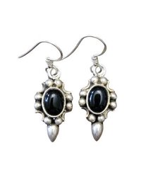 Vintage Sterling Silver Onyx Dangle Earrings