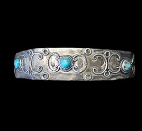 Vintage Native American Sterling Silver Turquoise Cuff Bracelet