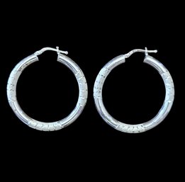 Beautiful Vintage Designer JACMEL Textured Sterling Silver Hoop Earrings