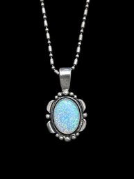 Beautiful Vintage Italian Designer DNT Sterling Silver Opal Necklace