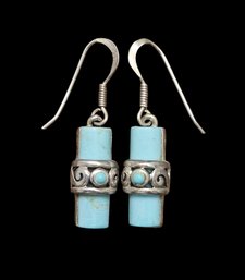 Vintage Sterling Silver Turquoise Dangle Earrings