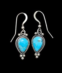 Vintage Sterling Silver Southwestern Turquoise Dangle Earrings