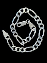 Vintage Italian Sterling Silver Figaro Link Chain Bracelet