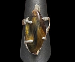 Vintage Sterling Silver Tiger's Eye Ring, Size 8