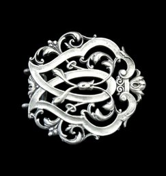 Vintage Sterling Silver Intricate Belt Buckle