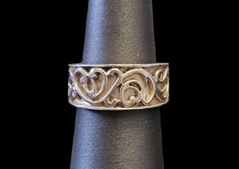 Vintage Sterling Silver Scroll Ring, Size 6.5