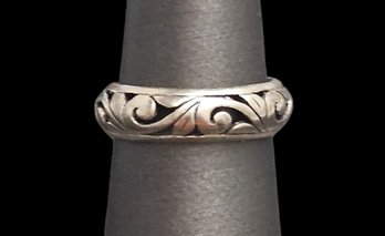 Vintage Sterling Silver Scroll Cut Out Ring, Size 6.5