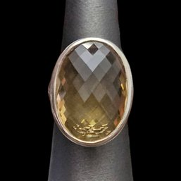 Vintage Sterling Silver Faceted Smoky Quartz Ring, Size 7