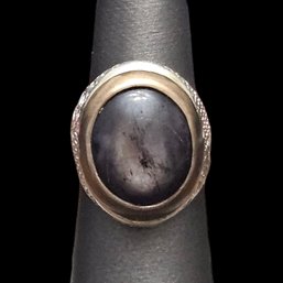 Vintage Sterling Silver With Vermeil Moonstone Cabochon Ring, Size 6