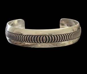 Beautiful Vintage B Webb Native American Navajo Sterling Silver Cuff Bracelet