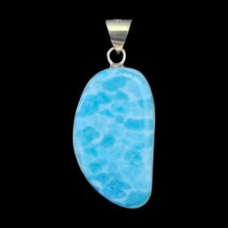 Beautiful Vintage Mexican 950 Silver Larimar Pendant