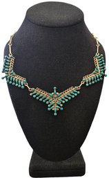 Spectacular Vintage Native American Zuni Designer SEOWTEWA Sterling Silver Needlepoint Turquoise Necklace