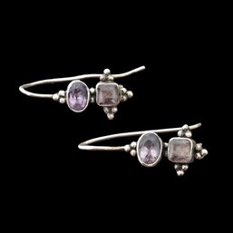 Vintage Sterling Silver Amethyst Gemstone Earrings