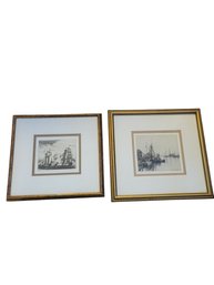 Ship Art Pair. From Leonard Mersky. Signed In Pencil Numbered