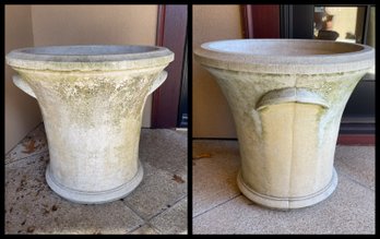 Pair Of Tapered Concrete Planters