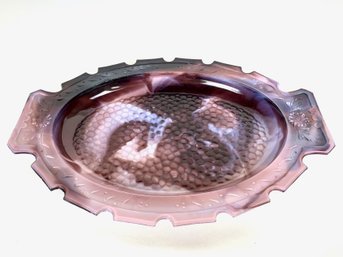 Antique Victorian Era Purple Slag Glass Handled Serving Platter