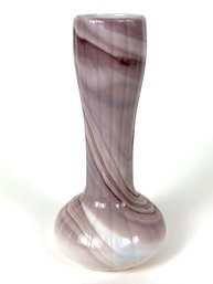 Petite Vintage Purple Slag Glass Ribbed Vase