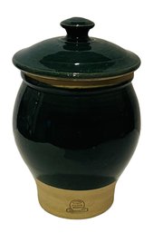 Vintage Rowe Pottery Works Green Glazed Lidded Cookie Jar Cannister