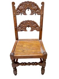 Antique Charles II Style English Carved Oak Side Chair