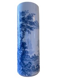 Vintage Hand Painted Porcelain Vase, Signed At The Bottom. 12' Tall
