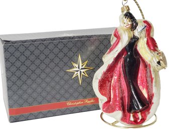 Vintage Christopher Radko 101 Dalmations Cruella De Vil Glass Christmas Ornament With Box  (lot WW)