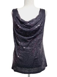 New With Tags MK Michael Kors Ladies Black Sequined Drap Front Sleeveless Dressy Top - Size 12