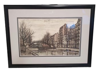 Framed Vintae Mid Century Modern Bernard Buffet St Martins Canal 1956 French Lithograph Signed