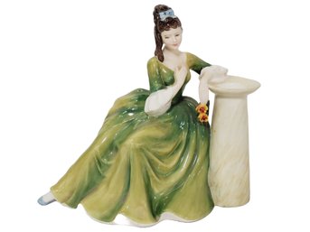 1970 Vintage Royal Doulton Porcelain Secret Thoughts Lady Figurine In Green Dress HN2382 (Box 2)