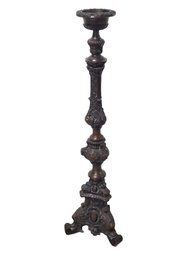 Large Ornate Bronze / Brass Pillar Candle Holder